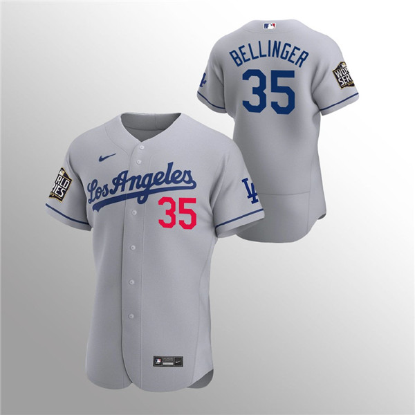 Toddler Los Angeles Dodgers #35 Cody Bellinger Grey MLB 2020 World Series Bound stitched Jersey